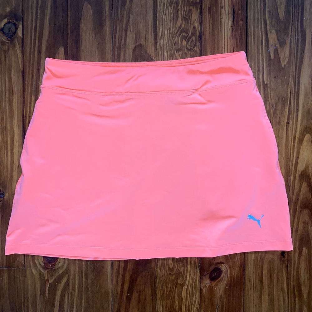 Girls Golf Tennis Shirt and Shorts Pinkish Orange Neon Small